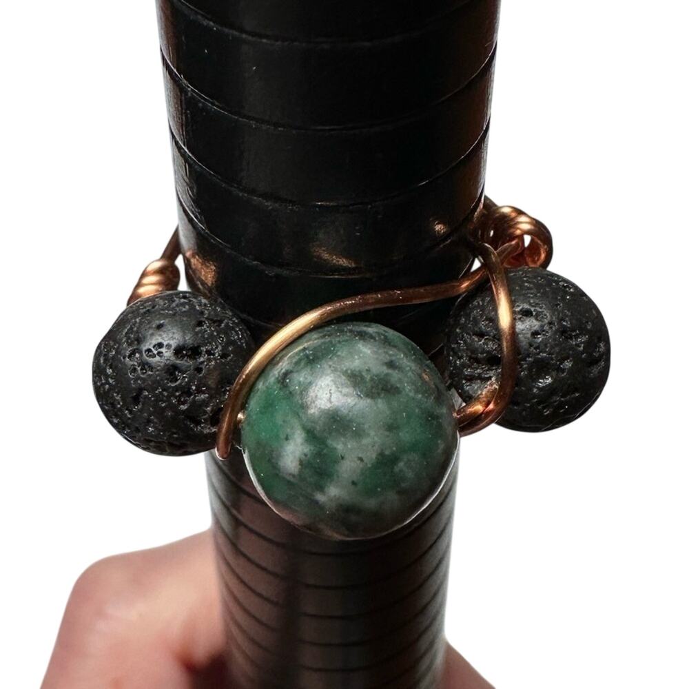 Agate lava stone ring copper hand made